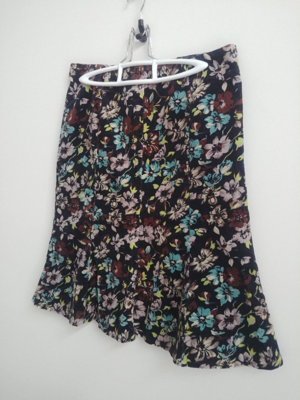 Vintage United Colors of Benetton corduroy flower trumpet skirt approx Medium - Picture 7 of 14